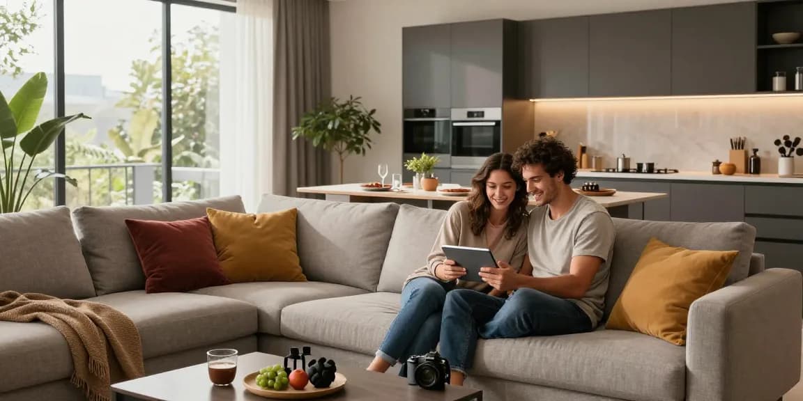 Entdecken Sie stilvolle Wohnzimmermöbel, um Möbel online zu bestellen, mit modernem Sofa und Essbereich.