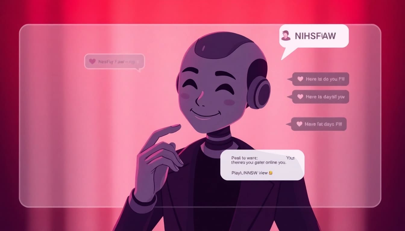 NSFW chat showcasing an AI character engaging in playful conversation in a modern digital environment.