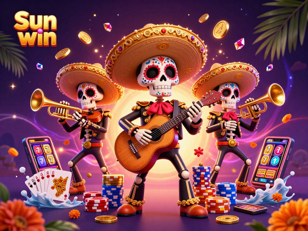 Experience the thrill of Sun win with an exciting mariachi casino scene rich in vibrant gaming elements.