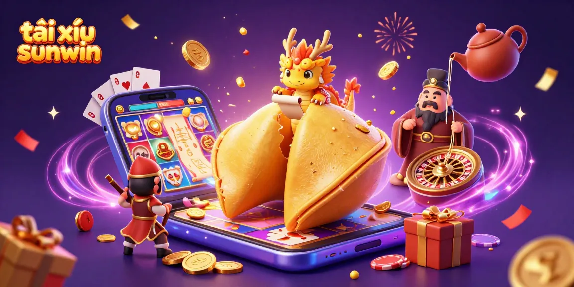 Engage with tài xỉu sunwin through vibrant gaming elements and mythical characters in a magical casino scene.
