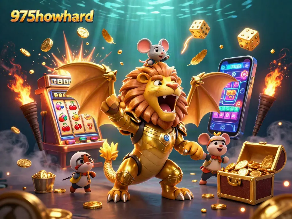 Experience amazing wins at 975howard with a vibrant slot machine scene and golden jackpot elements.