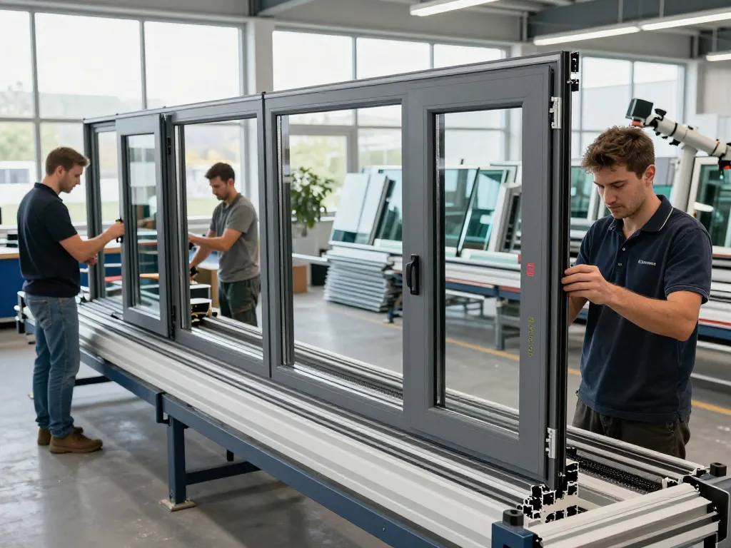 Innovative Fensterbau-Techniken in einer modernen Fensterfertigungsanlage.