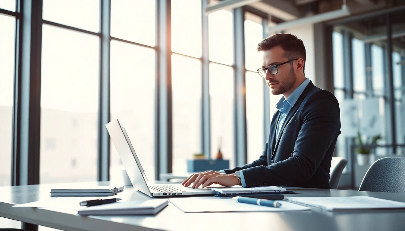 Headhunter Ingenieure at work in a bright, modern office environment with engineering designs.