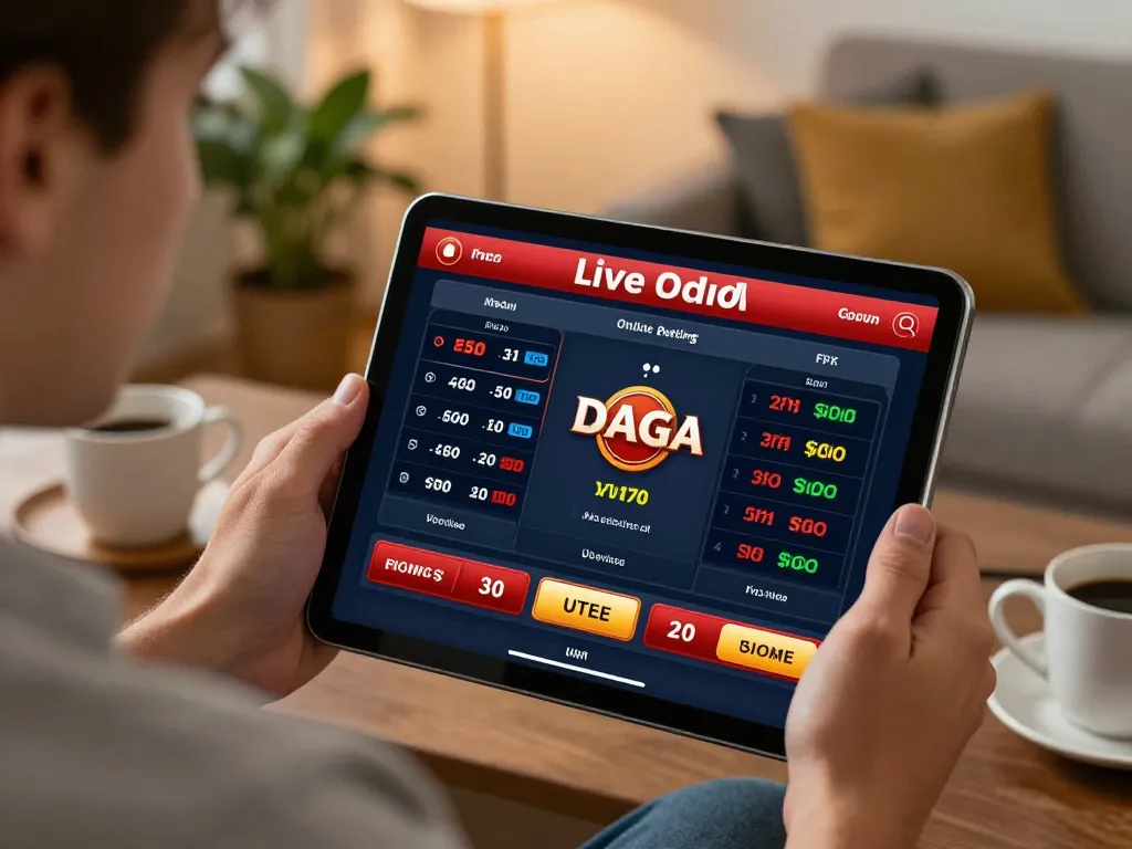 Diving into dagago online betting with live odds displayed on a tablet in a cozy home setting.