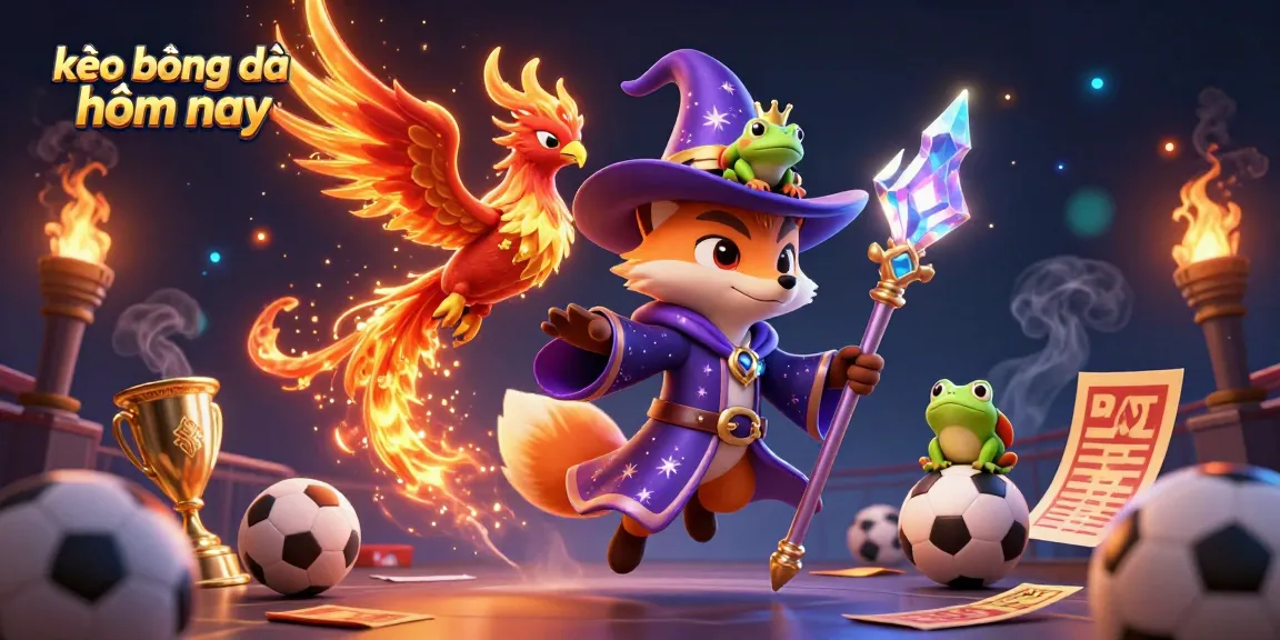 Bet on kèo bóng đá hôm nay with a magical sports betting scene featuring dynamic characters.