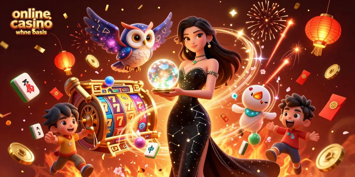 Play engaging games at online casino ohne oasis with a stunning 3D woman, owl, and shimmering elements.